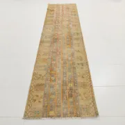 Long Narrow Vintage Persian Runner Rug, Brown & Orange Hallway Rustic Decor