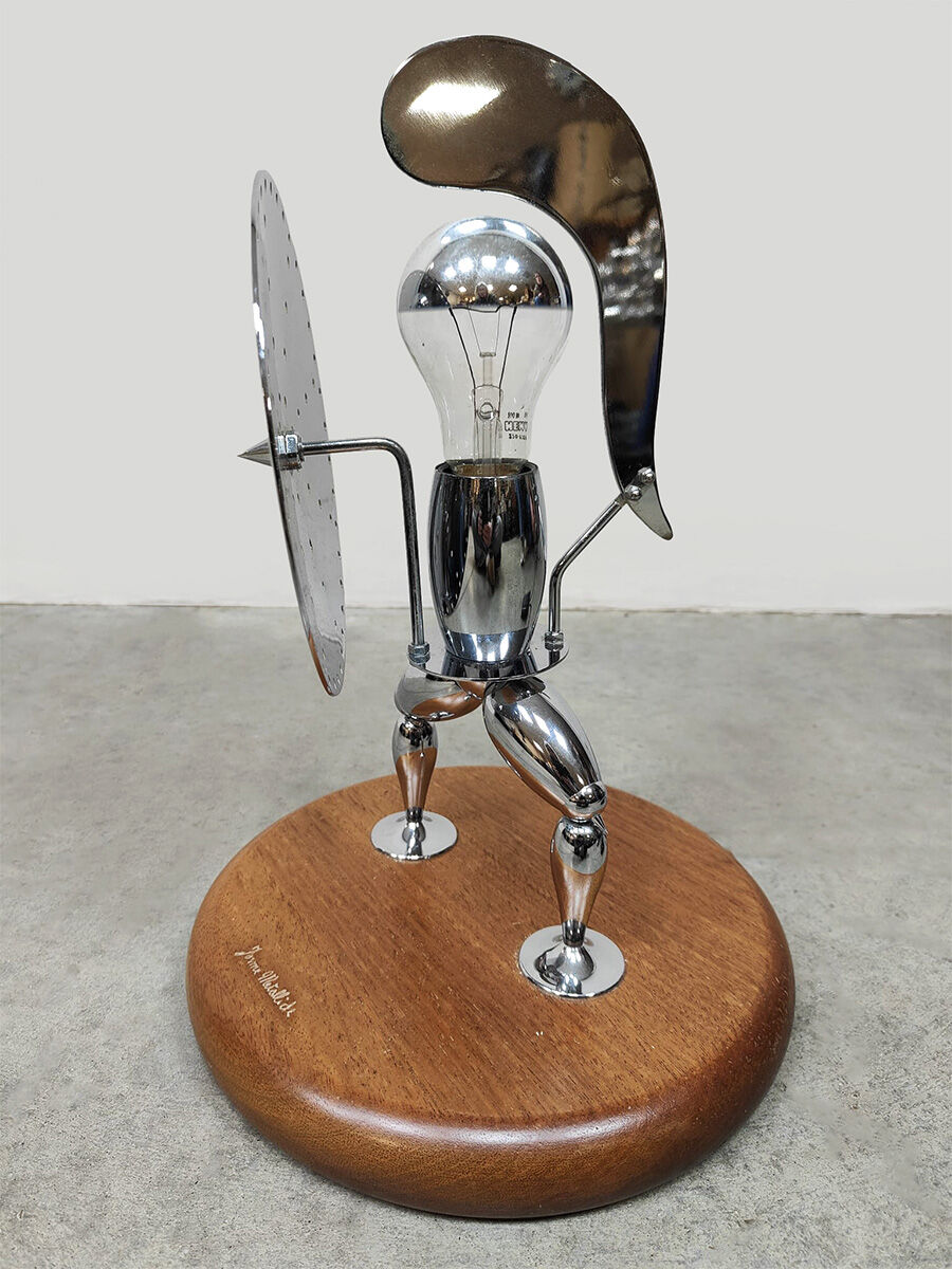 Vintage unique Italian metal figure table lamp