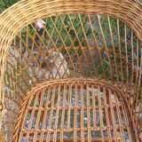Wicker or rattan armchairs