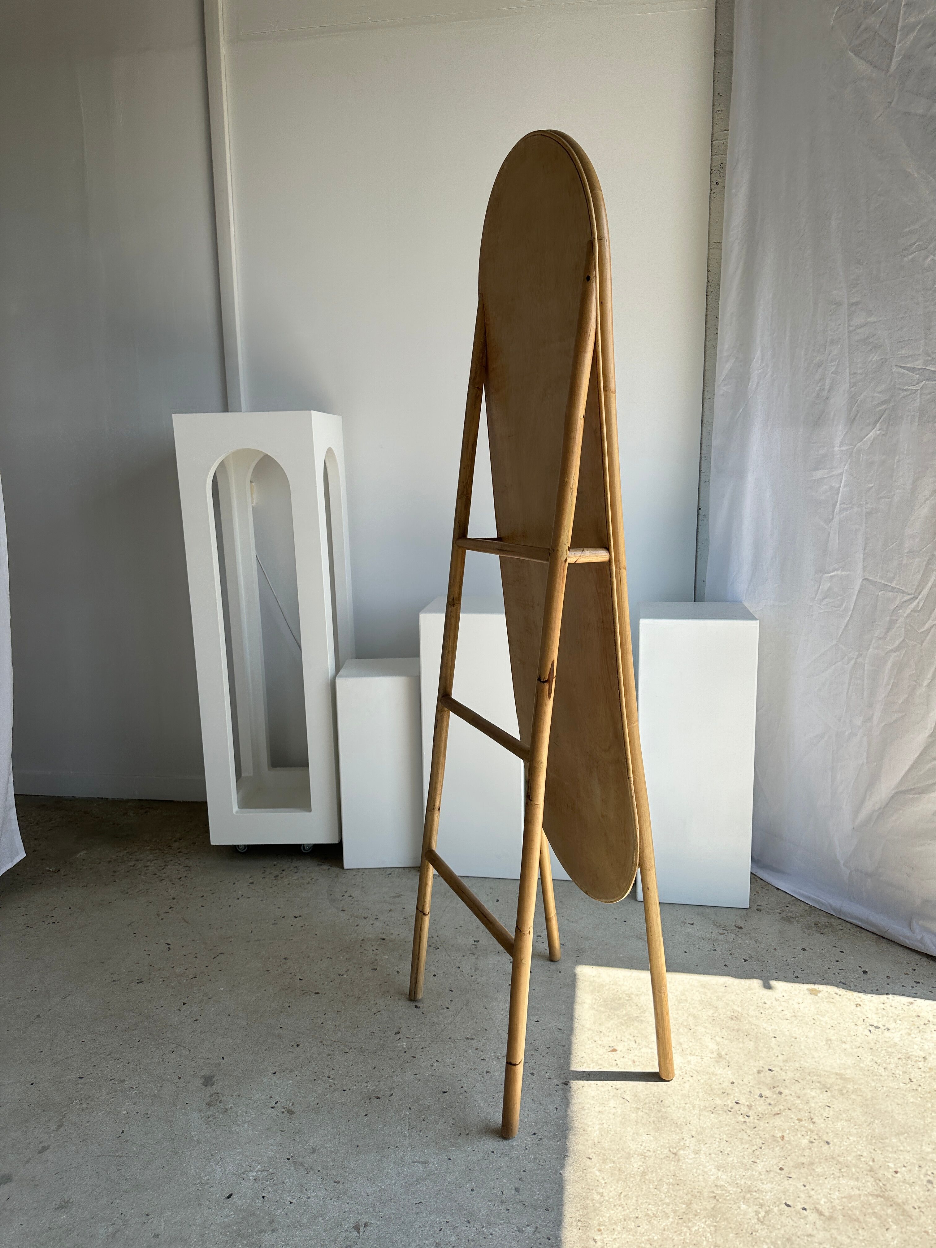Floor mirror in bamboo and rattan H:1m80