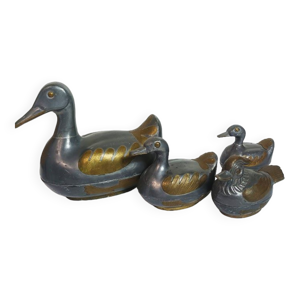 Lot de 4 boites canard en étain