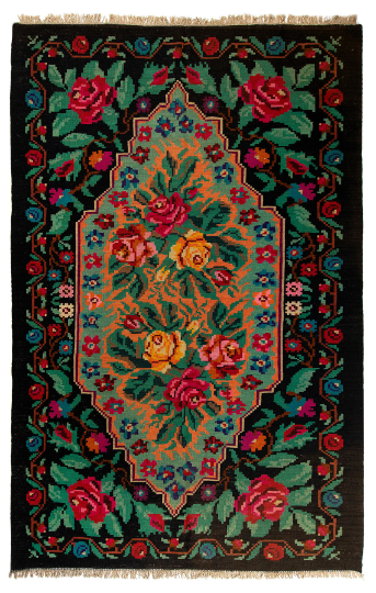 Vintage/handmade floral rug from 1970s, ukraine(moldova)