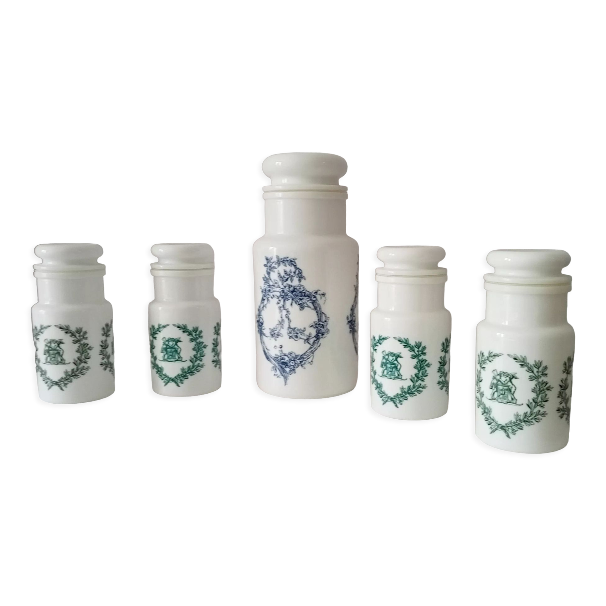 Lot de bocaux italiens vintage en opaline