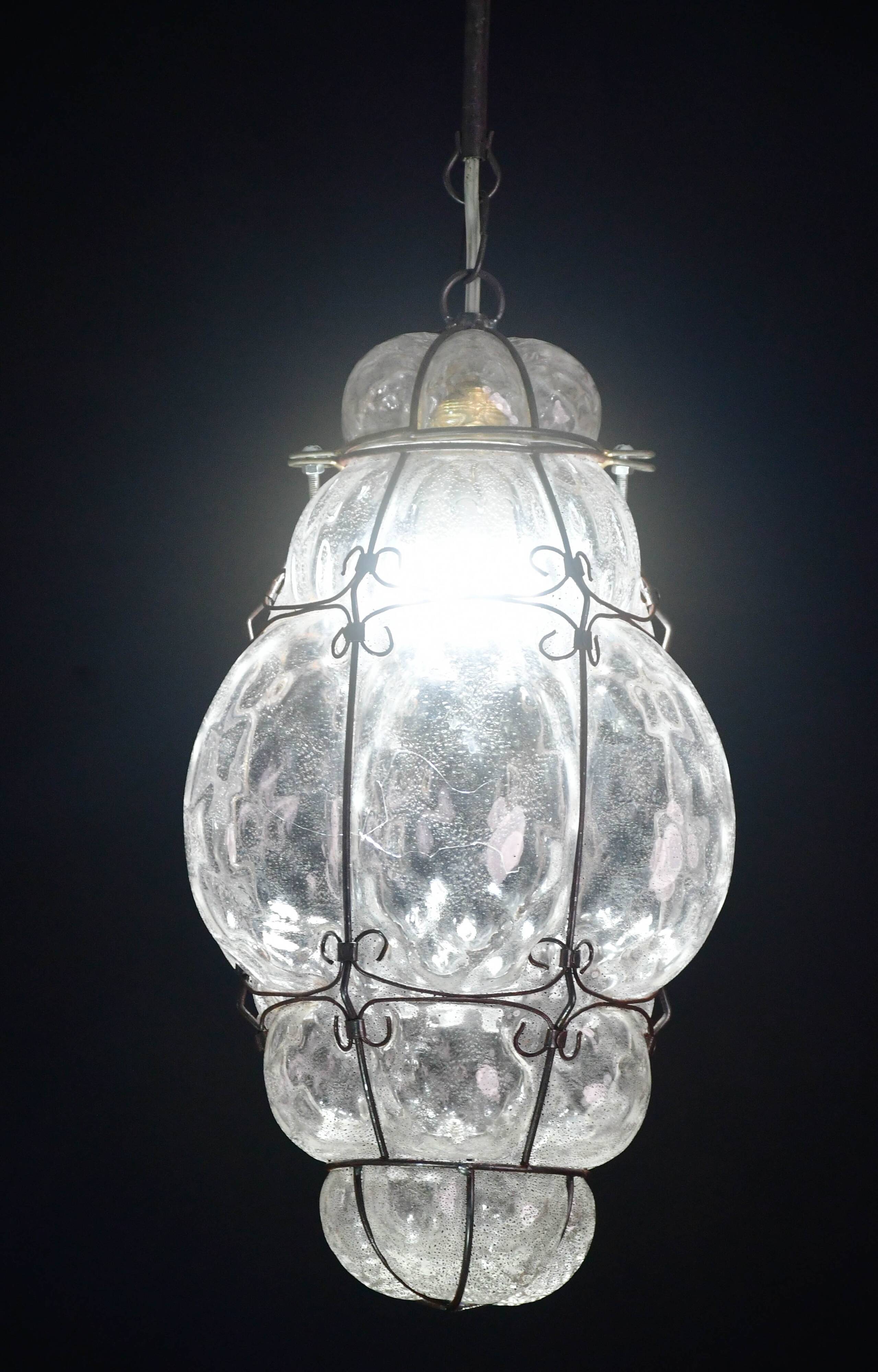Venetian transparent lantern, Murano glass, Italy, 1970s