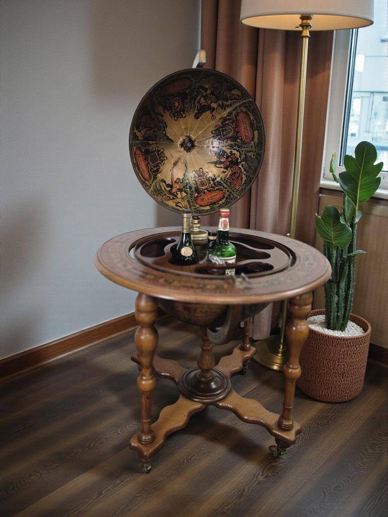 Vintage bar globe / bar furniture with decorative globe
