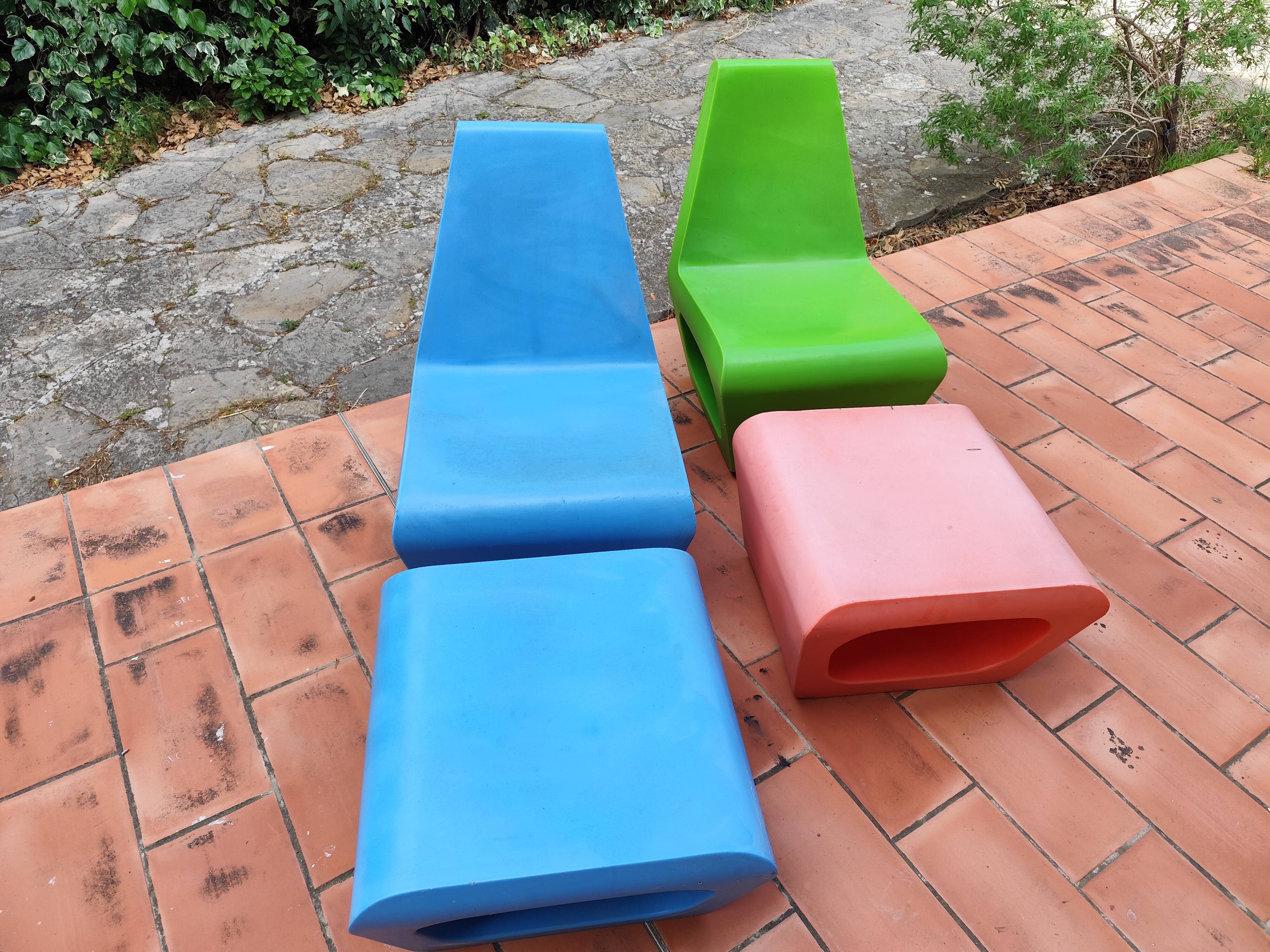 2 armchairs and 2 ottomans by Wiel Arets for Quinze & Milan vintage