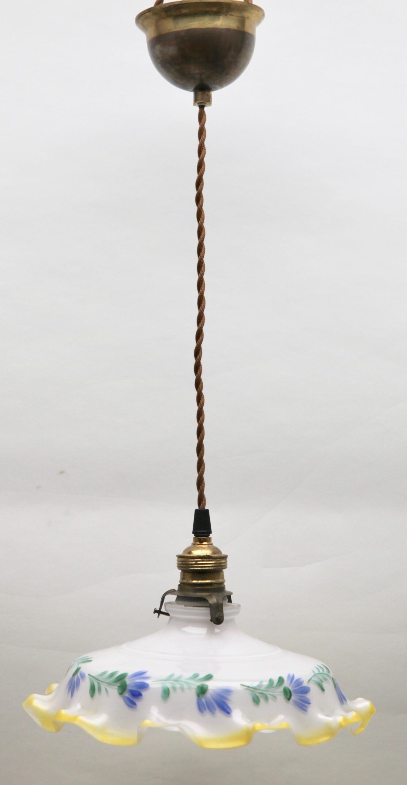 Art Deco Ceiling Lamp, Scailmont Belgium Glass Shade, 1930s
