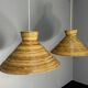 Midcentury pair pencil rattan large ( 62 cm ) pendants, Italy 1970s