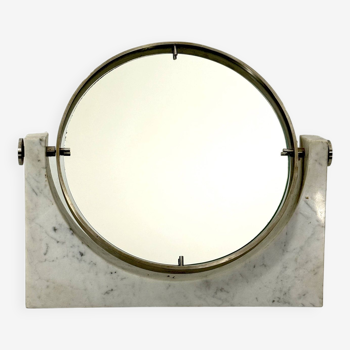 Angelo Mangiarotti, Mid-Century Vanity Mirror in Carrara Marble. Italy 1960s