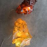 Vintage Italian Orange & Yellow Sculpture Lamps, 70s, set of 2