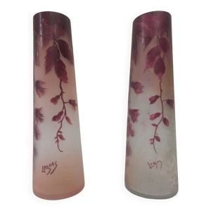 Paire de vases legras - verre givre