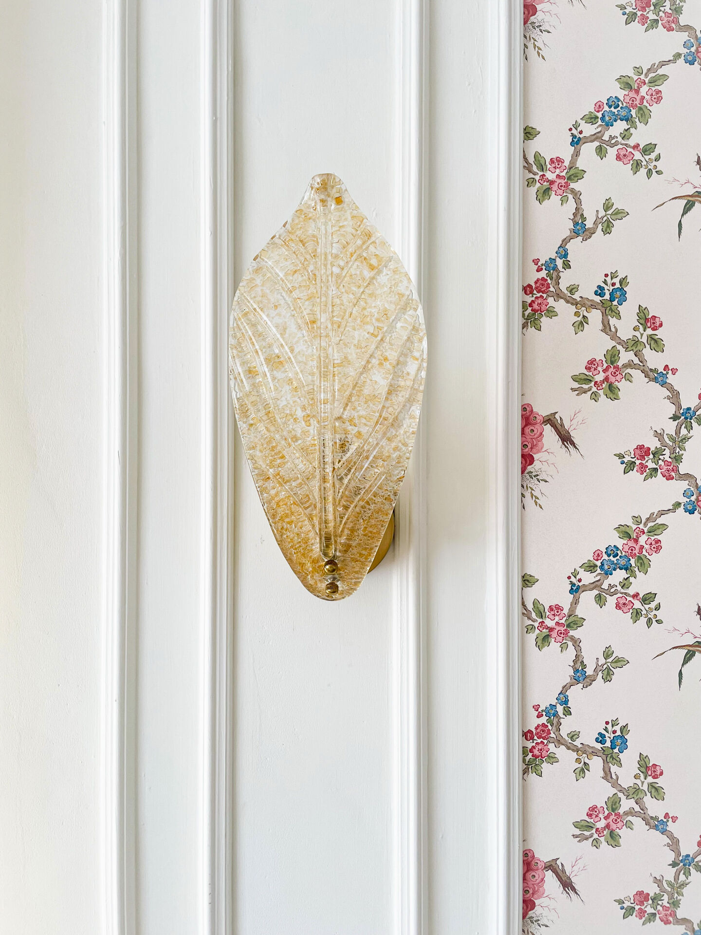 Amber Murano glass leaf wall light