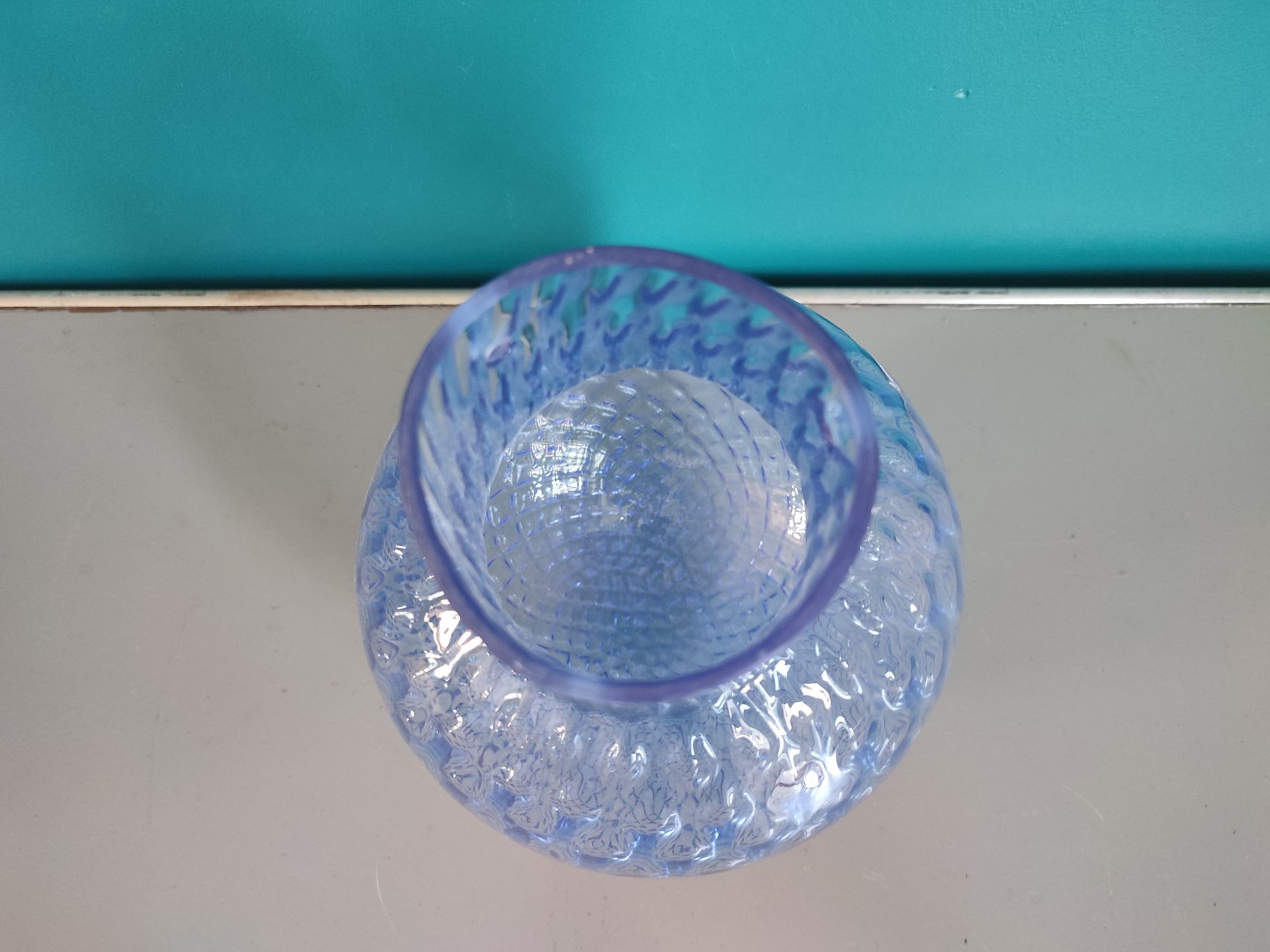 Old luminaire blown glass color blue ball