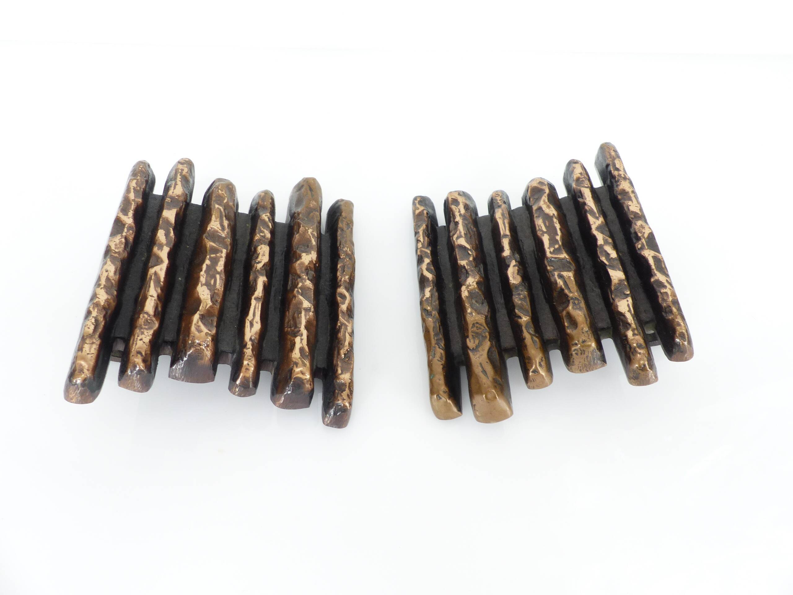 Brutalist bronze door handles, Alpan, Germany, circa 1970