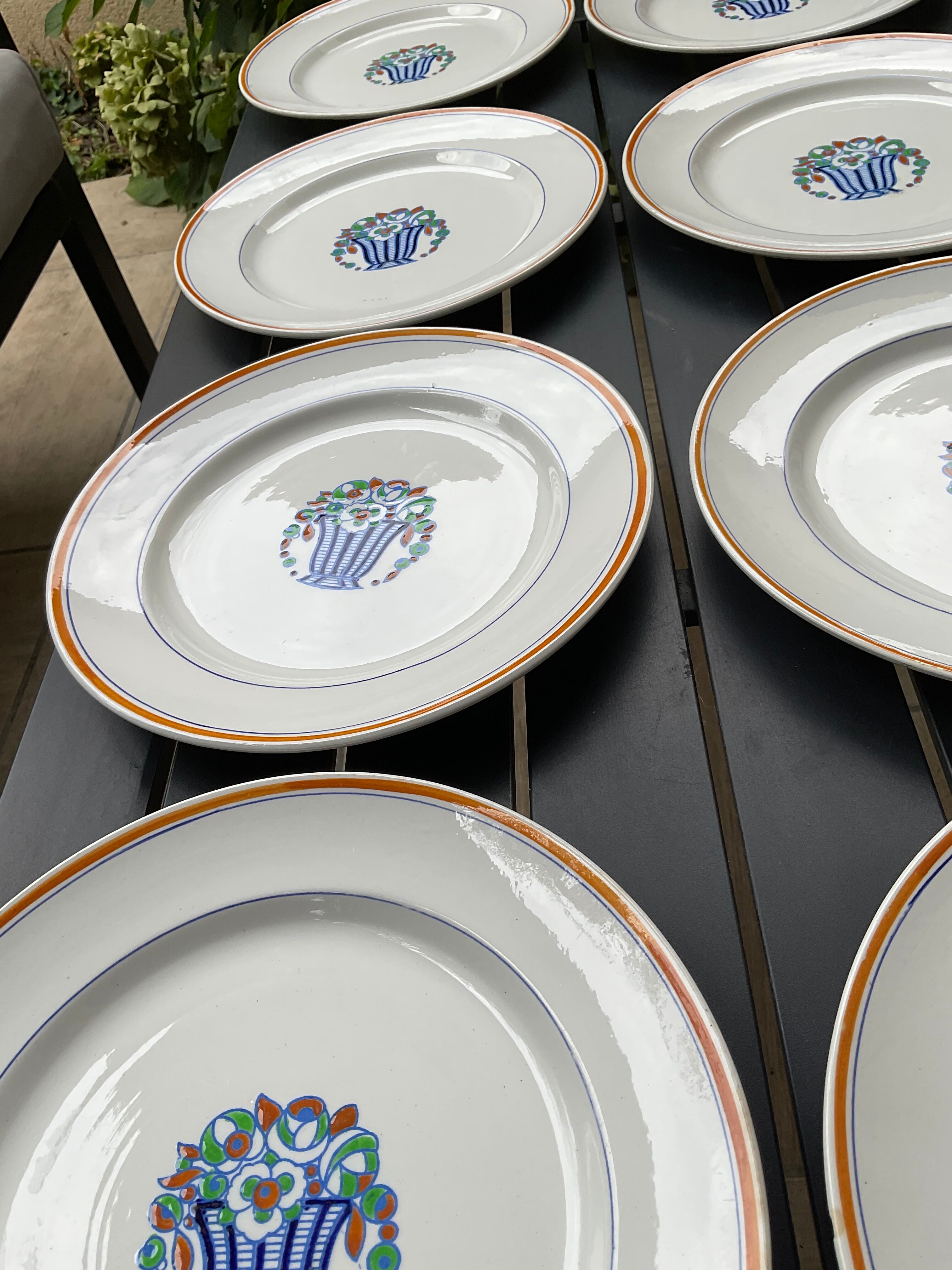 8 flat plates, model art deco, la louvière