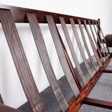 Canapé vintage en palissandre et cuir de veau, modèle-rodeio par jean gillon 1968 italma woodart