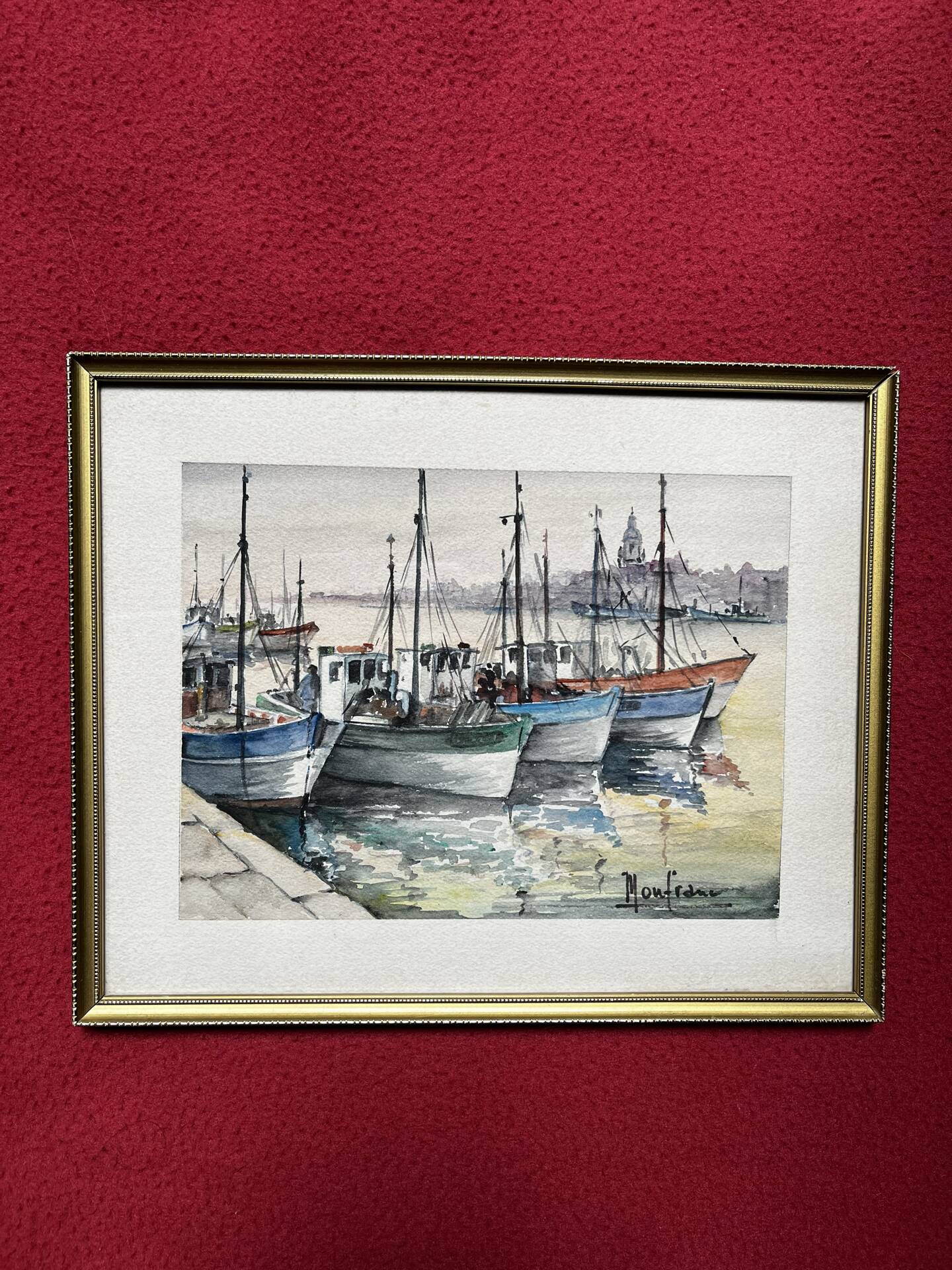 Watercolour Le Croisic port with boats