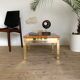 Table basse laiton et loupe d’orme vintage
