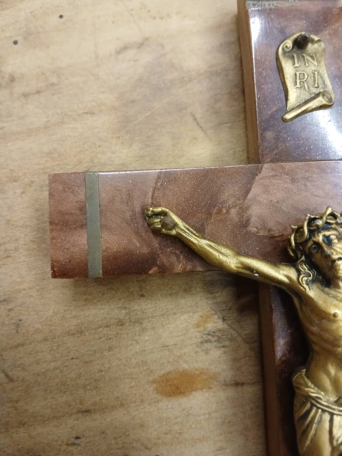 Antique wooden and metal crucifix