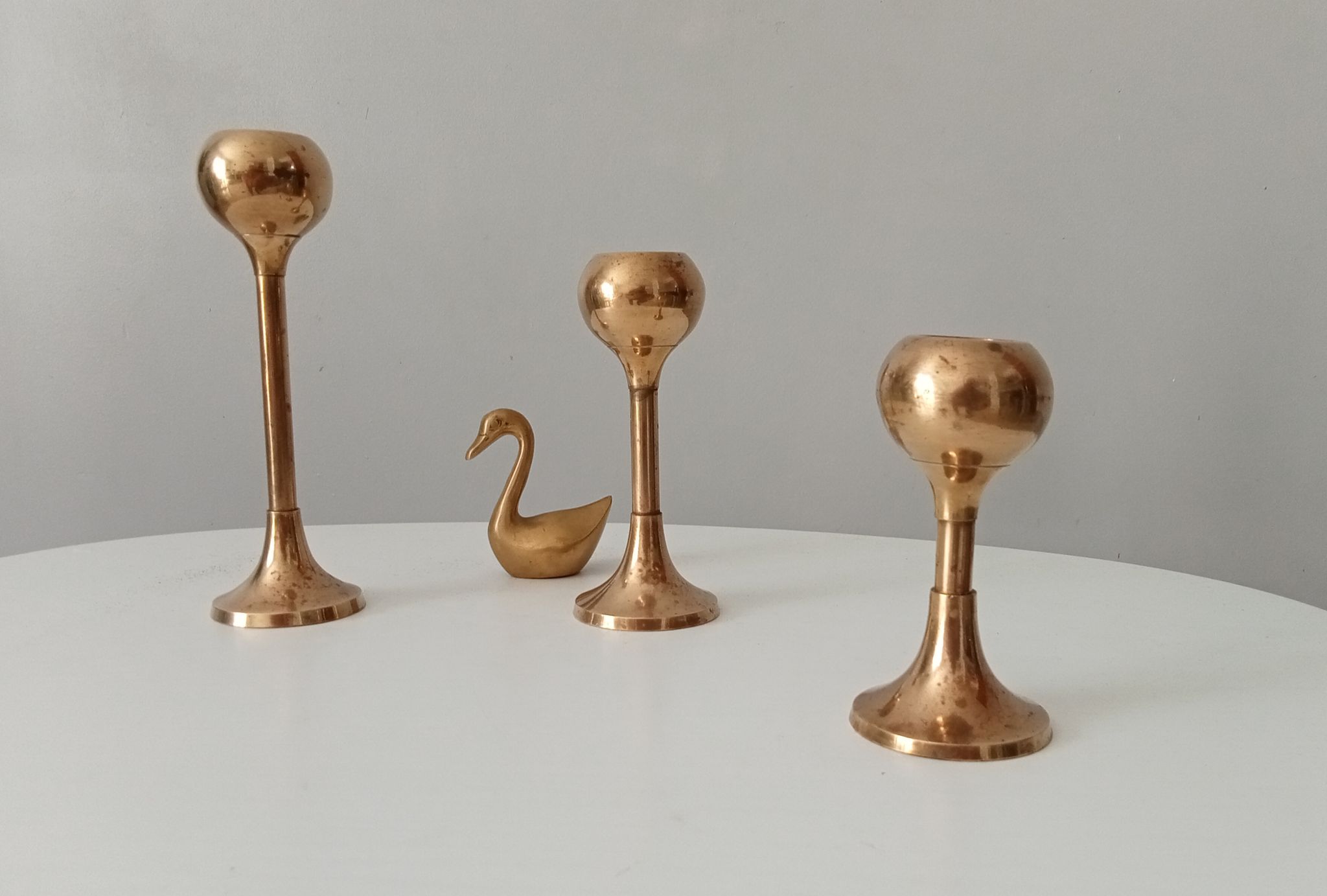 Set of 3 vintage scandinavian candle holders 50s/60s