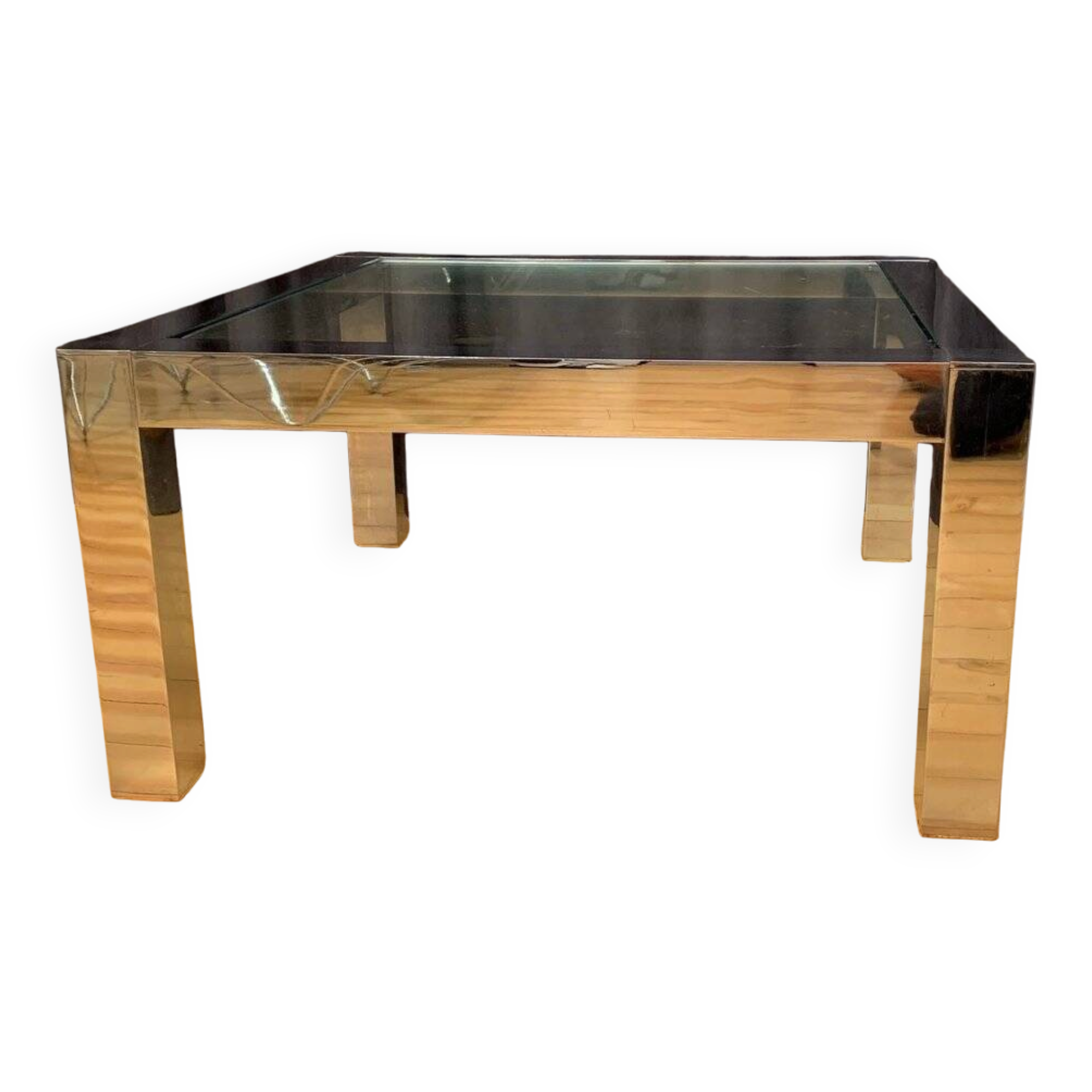 Table basse en chrome et en verre, Italie, années 1960