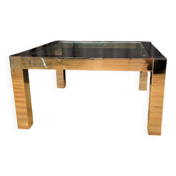 Table basse en chrome et en verre, Italie, années 1960