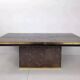 70s Brutalist Coffee Table in Brass, Bronze and Stone