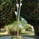 Vintage lamp with 5 branches in gilded brass and opaline – Stilnovo spirit / But