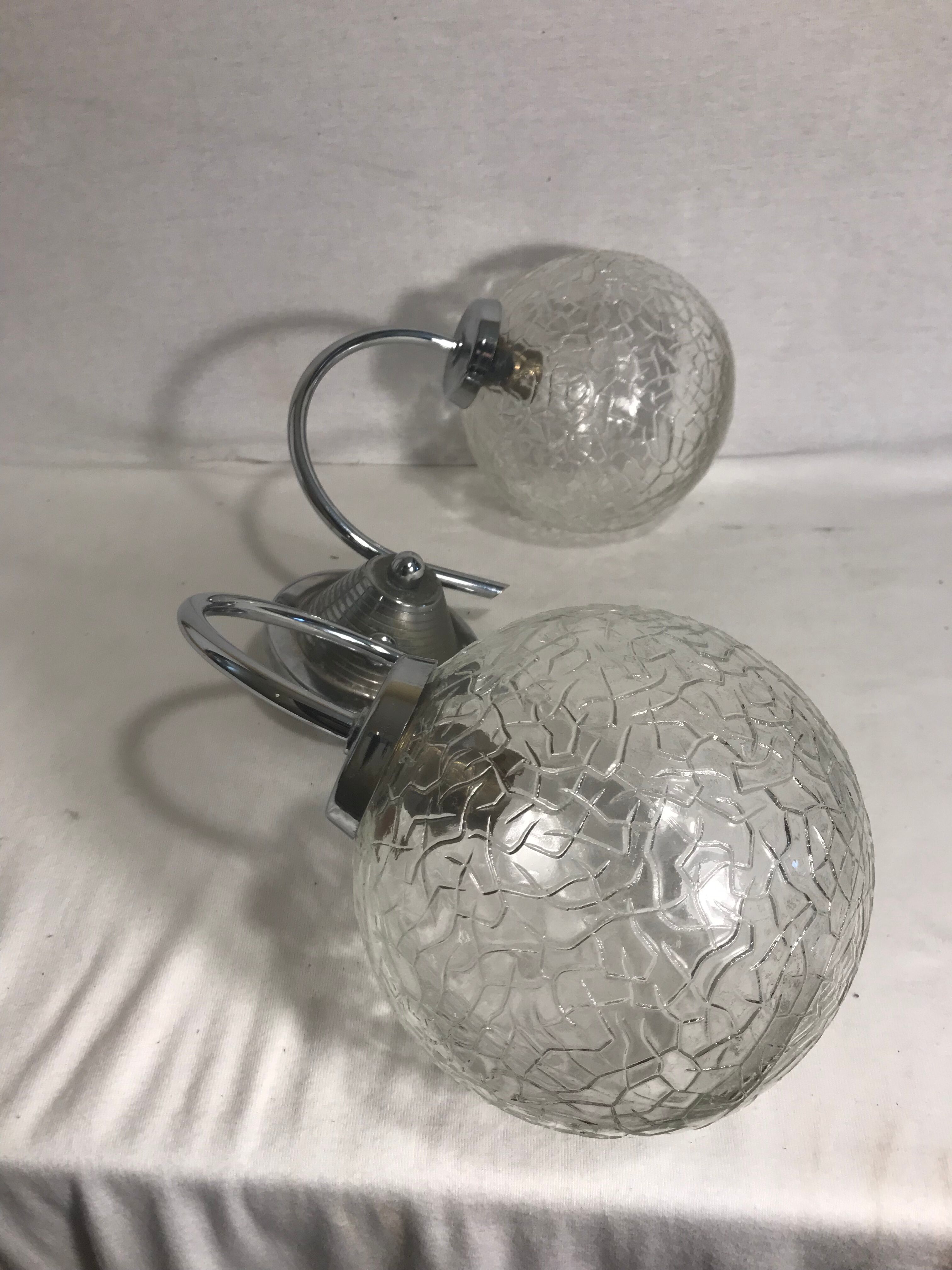 Apply double ball glass chrome metal stand 70s vintage