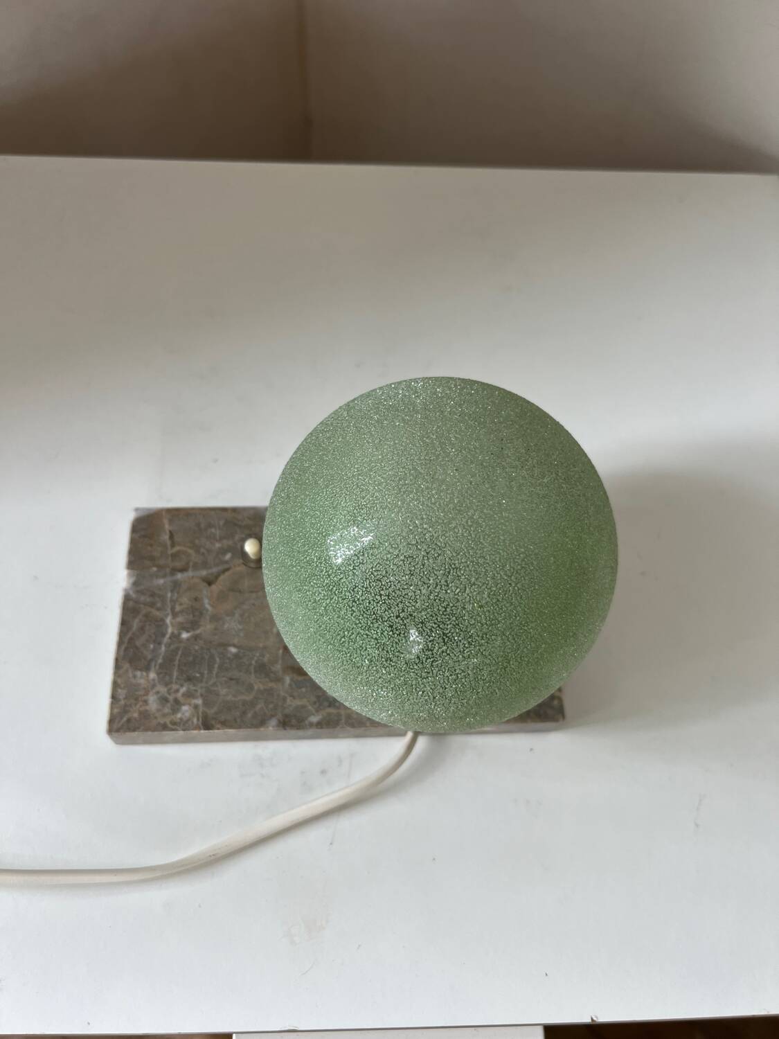 Art Deco marble granite glass globe ball table lamp
