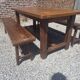 Table de ferme avec tiroirs et ses bancs