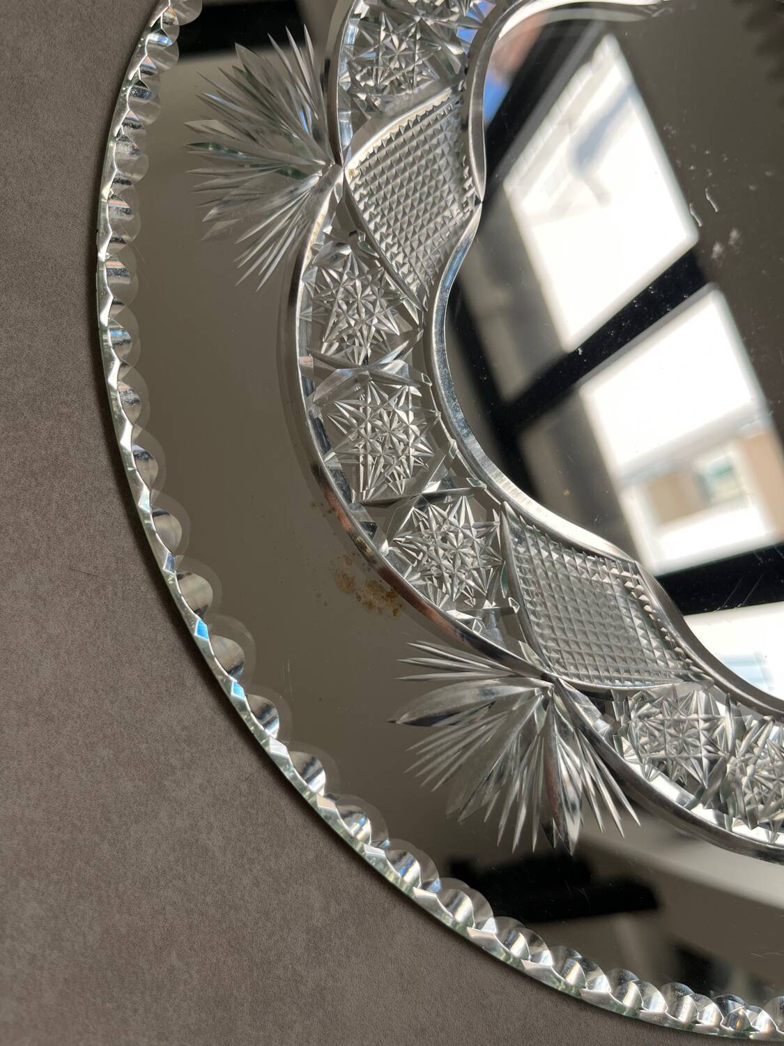 50s chiseled table mirror, Diam 30cm