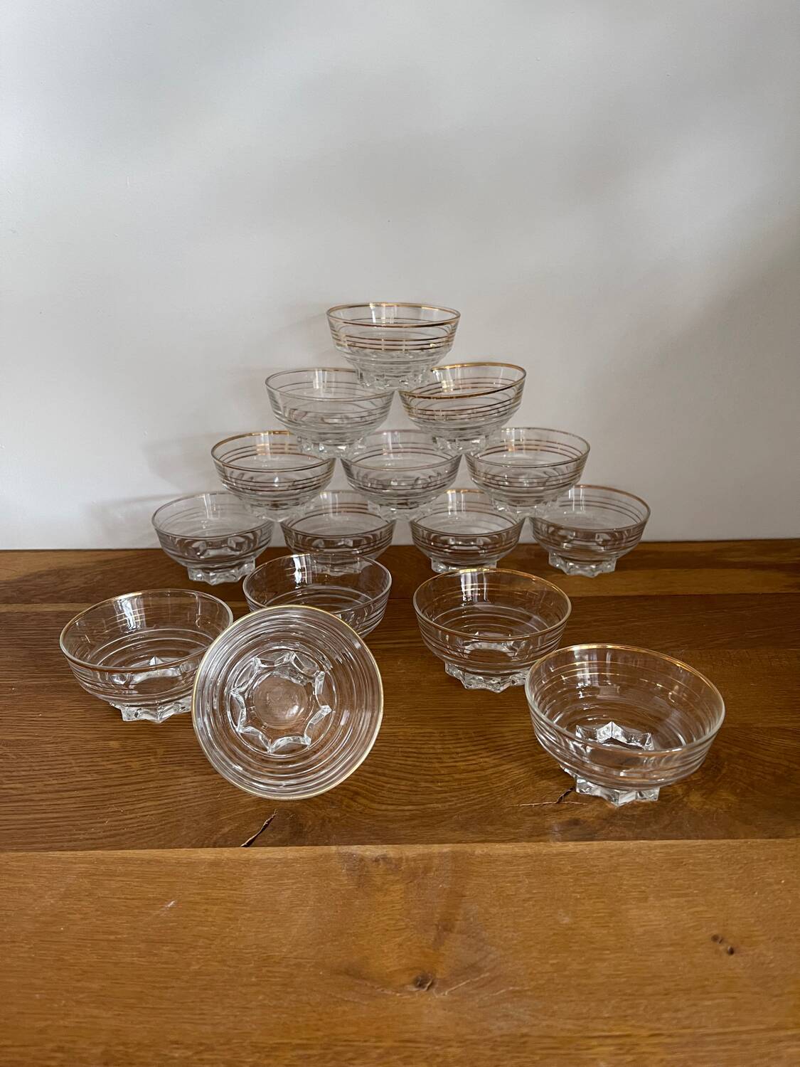 Set of 15 champagne glasses from Verrerie de la Chapelle St Mesmin