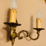 Louis XV Style double wall light in gilded bronze from the 20th century.