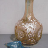 Emaille glass service a liqueur carafe and glasses