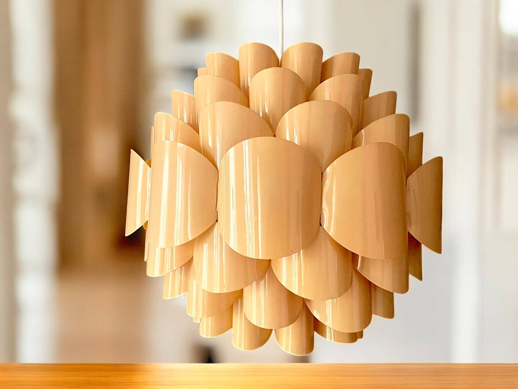 Scandinavian style orange acrylic hanging lamp by Bonita, 1970s