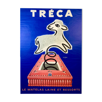 Affiche publicitaire de Raymond Savignac  pour les matelas  Tréca.