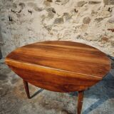 Vintage walnut folding table – France, 1930s, on casters