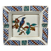 Ashtray. Trinket dish. Japanese porcelain. Blue bird on an autumn branch