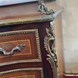 Weekly chest in wood veneer, curved and eventful shape, 20th century period