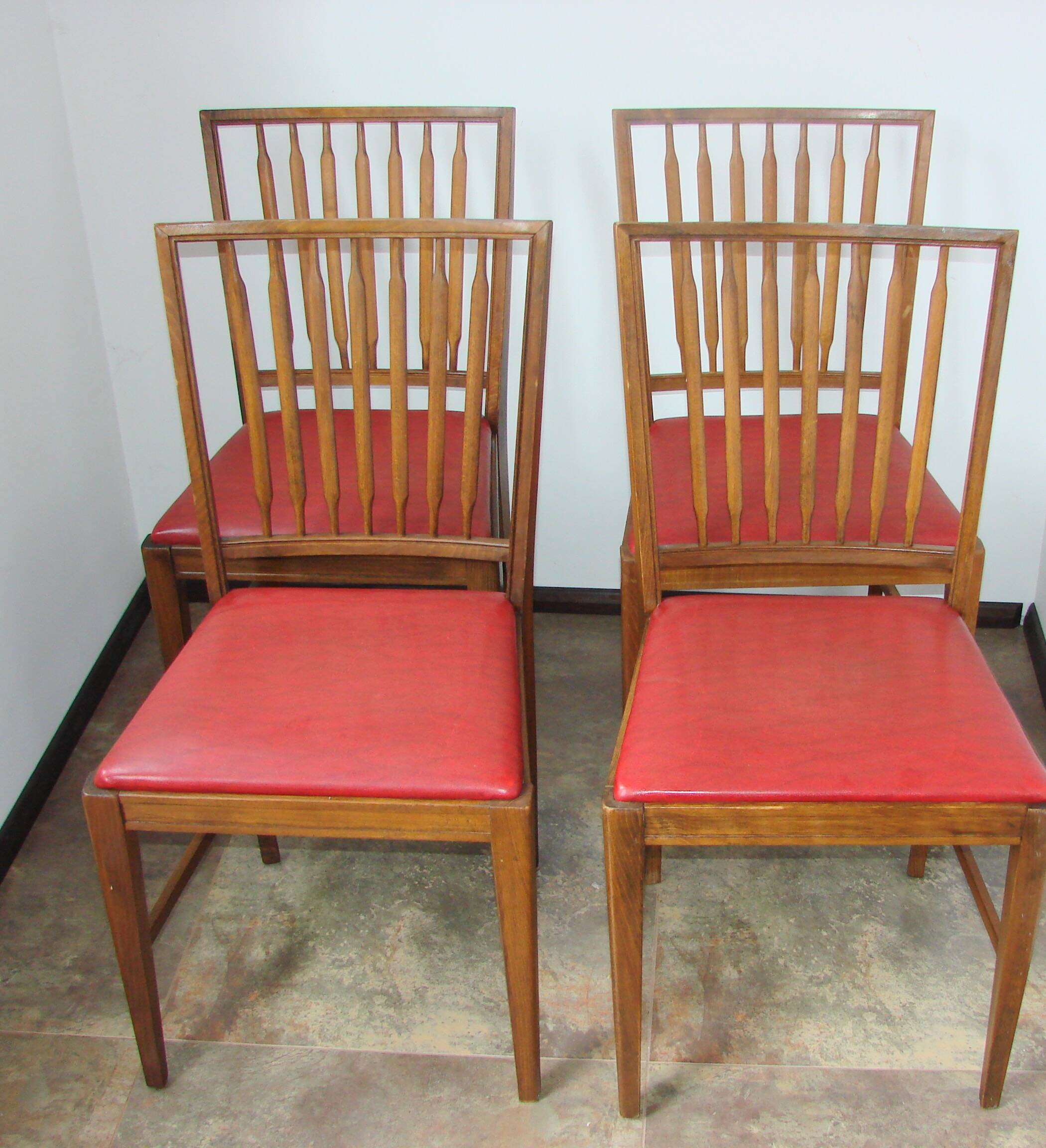 Set of 4 Moder chairs, 1960s – oak and eco-leather, vintage