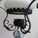 Lustre vintage fer forgé opaline et céramique