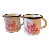 Duo of Geneviève Lethu enameled cups