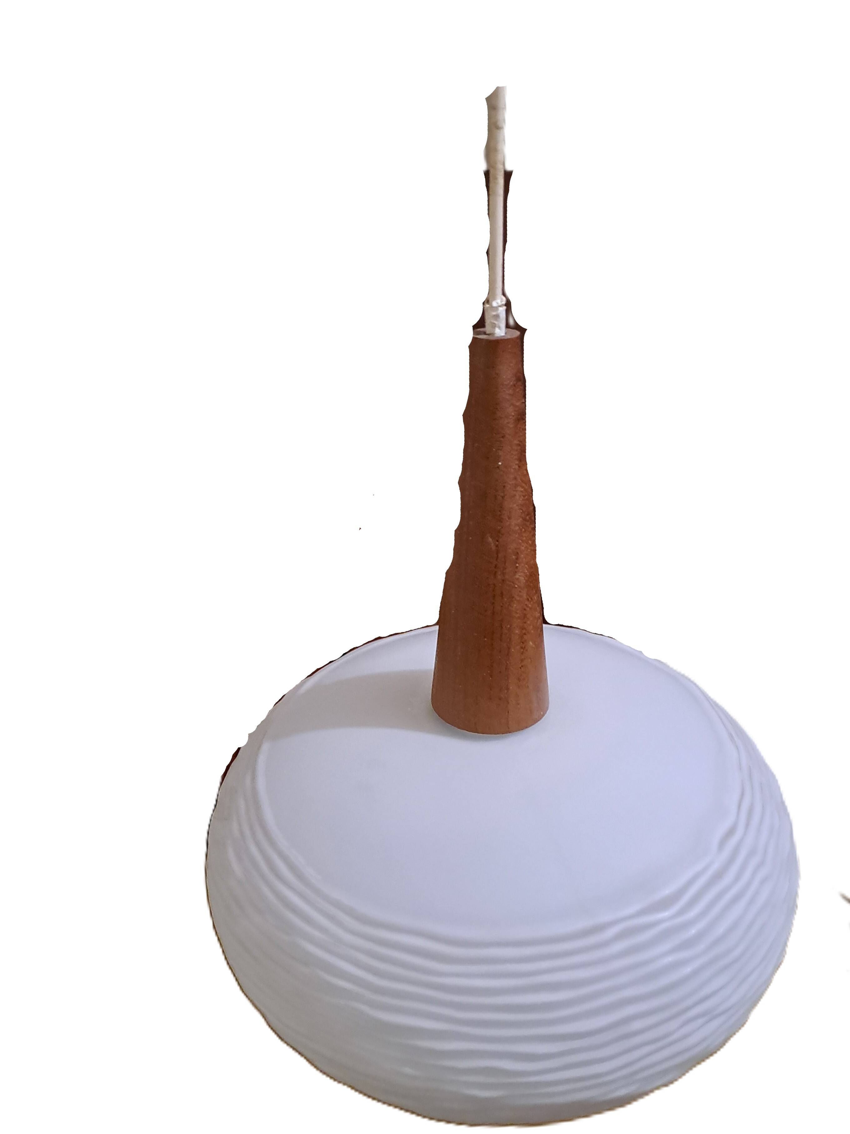 Suspension chandelier ceiling light frosted glass scandinavian France 1960 pop