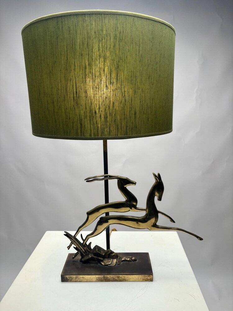 Art Deco Metal Table Lamp, France, 1940s