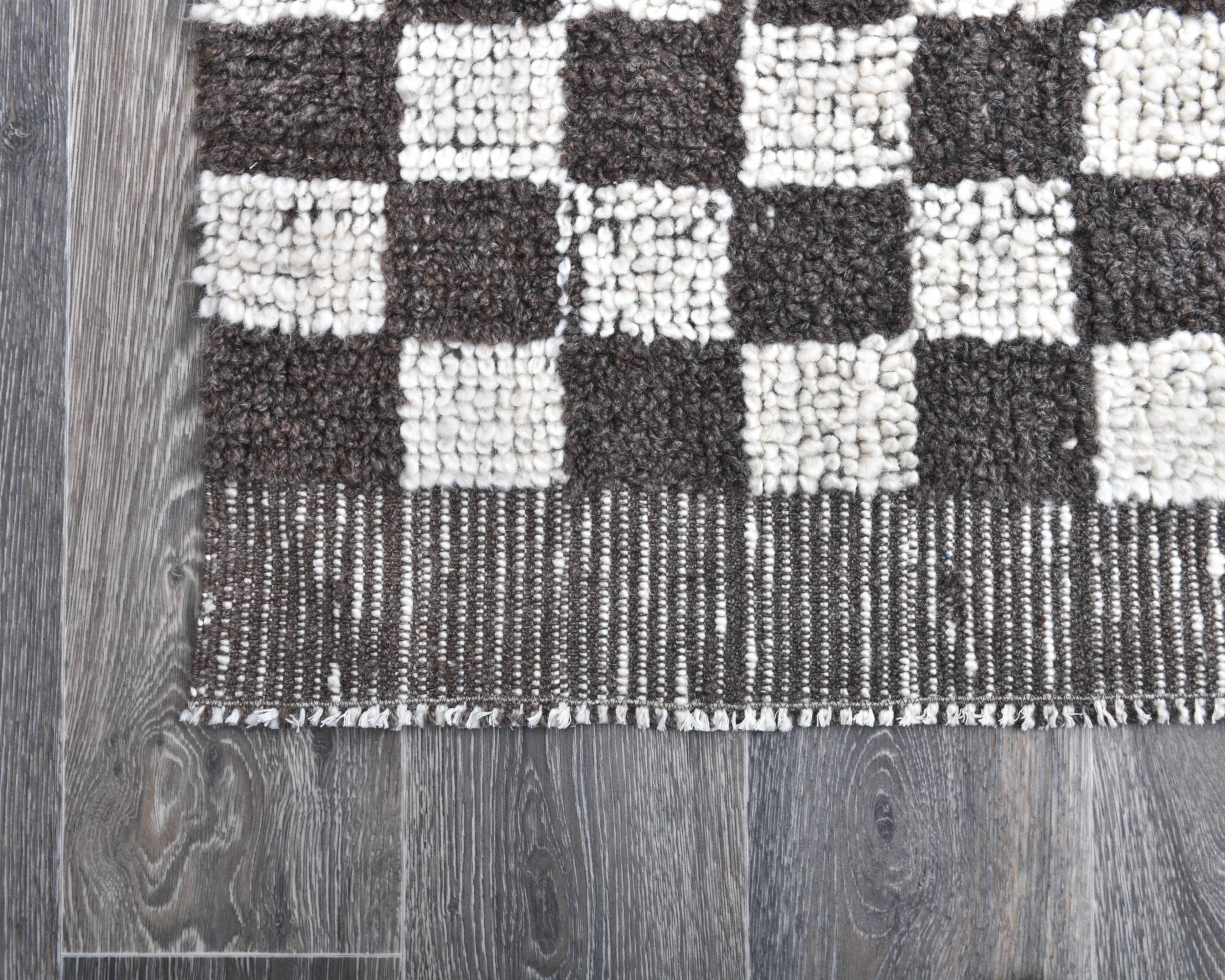 4x7 Checkered Handmade Wool Rug 137x214Cm SK 241436