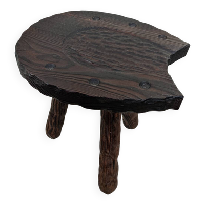 Tabouret tripode fer à cheval décoration campagne brutaliste