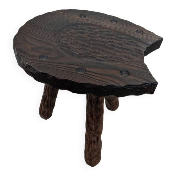 Tabouret tripode fer à cheval décoration campagne brutaliste — Beyit
