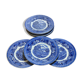 9 flat dessert plates old castle Barratts décor