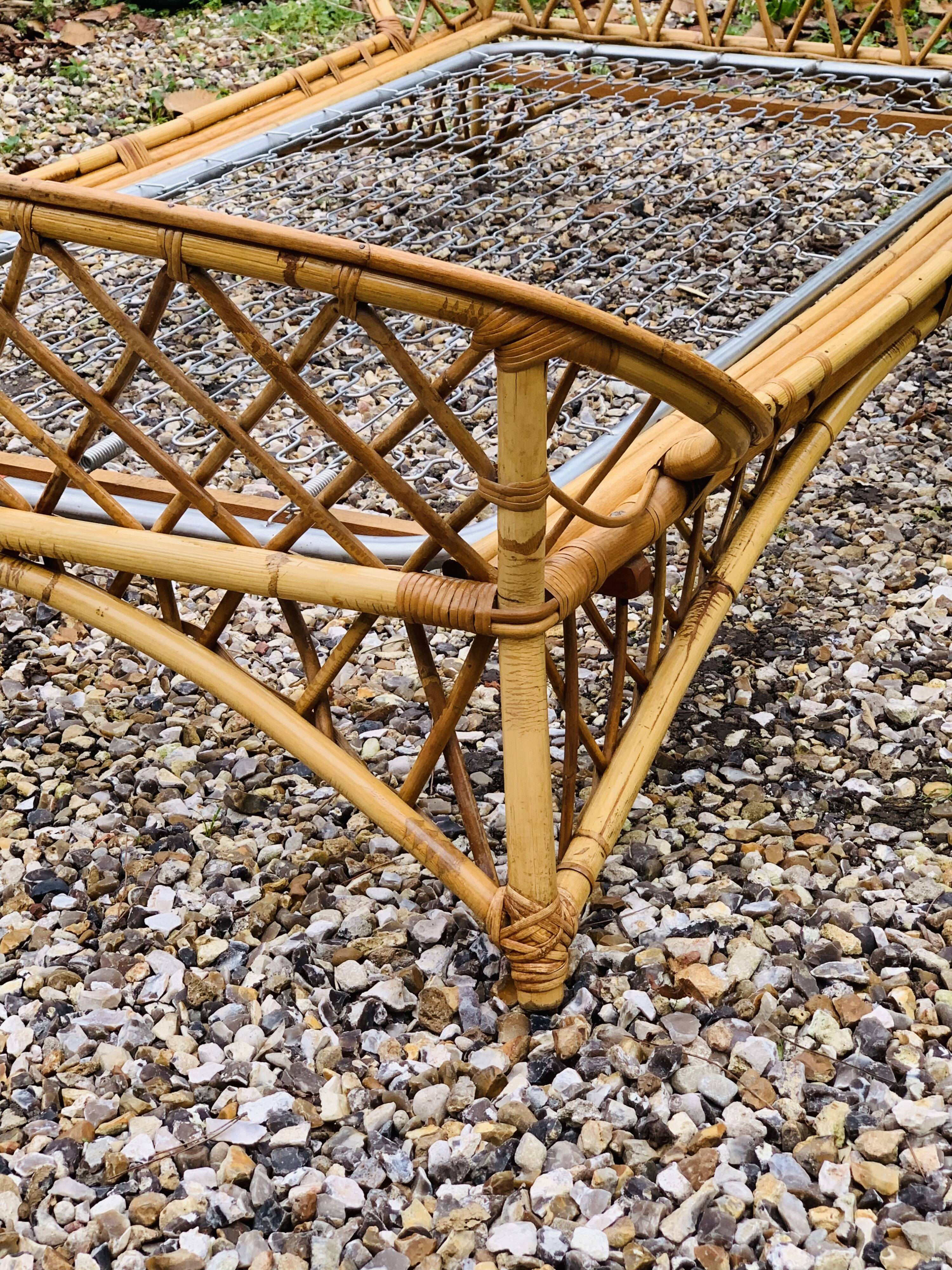 Rattan basket bed 90x190 vintage 1960